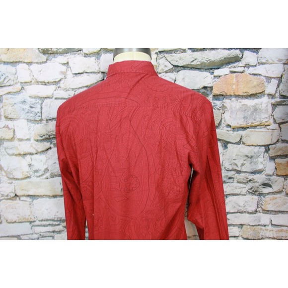KENNETH COLE Men's Shirt Fashionable Red Paisley All Cotton Luxurious Quality XL - Picture 8 of 8